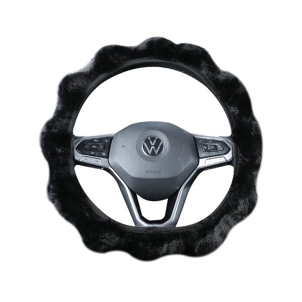 Universal 38cm Plush Steering Wheel Cover - Soft, Warm &amp; No Inner Ring