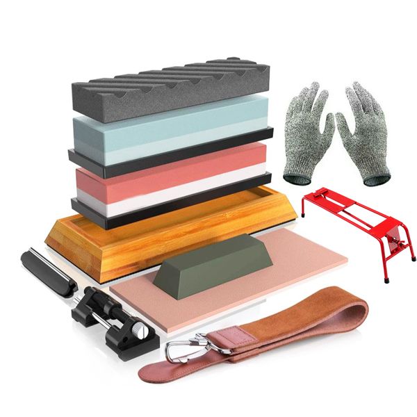 Household Double-Sided Whetstone Knife Sharpening Stone Set With Bracket