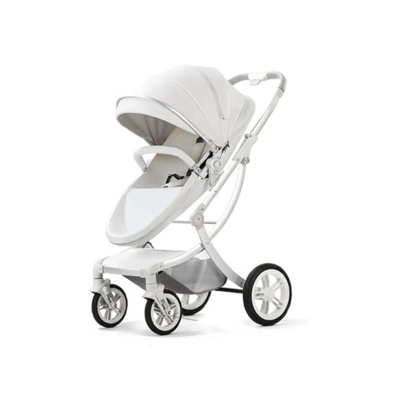 Pu Leather Egg Style 2 in 1 Luxury Stroller-White