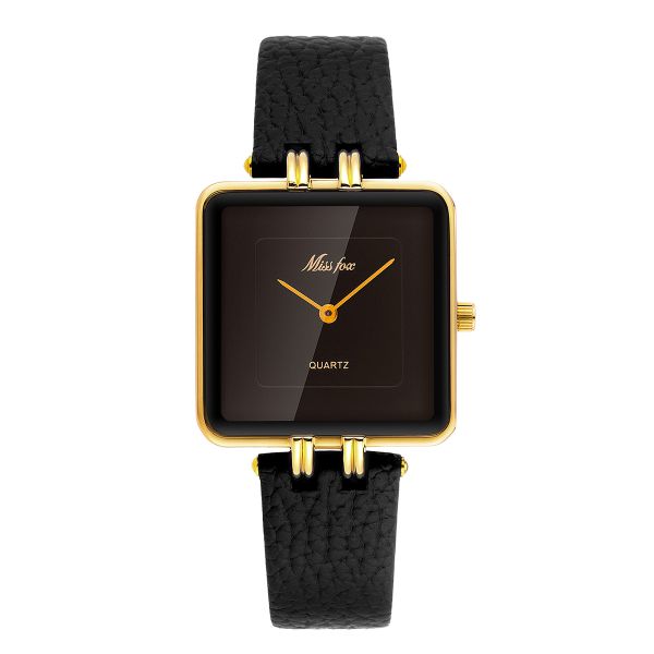 ZELTRYN Minimalist Square Gold and Wine Red Watch