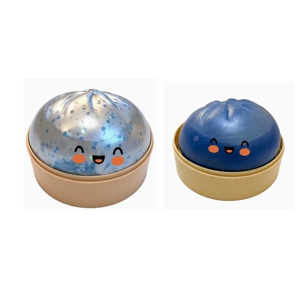 Cute Steamed Bun Fidget Toys,2 Styles Soft Silicone Anti-Anxiety Squishies