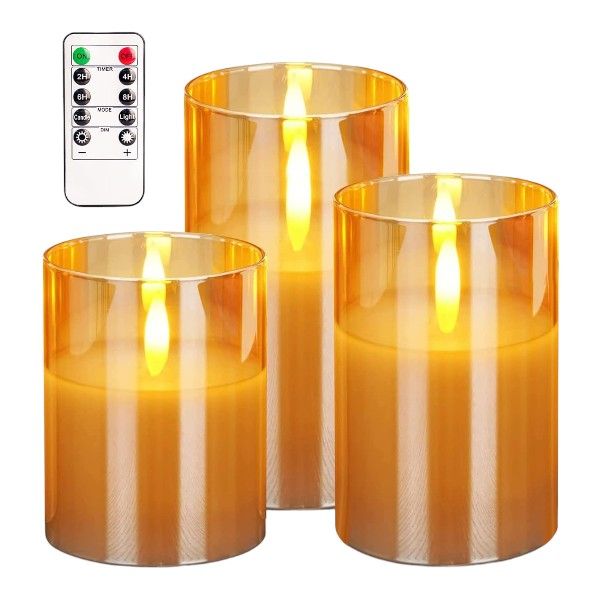 Transparent LED Wishing Candle Set with Remote Control - White - Set of 3