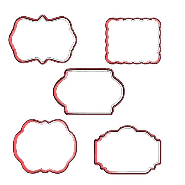 Plaque Cookie Cutter Set - Decorative Label Cutters (7-8cm)