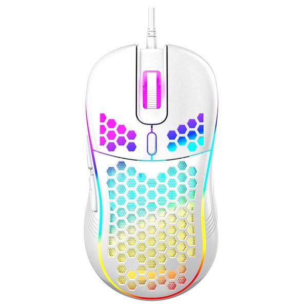 RGB Backlight and 7200 Adjustable DPI Honeycomb Wired Gaming Mouse White
