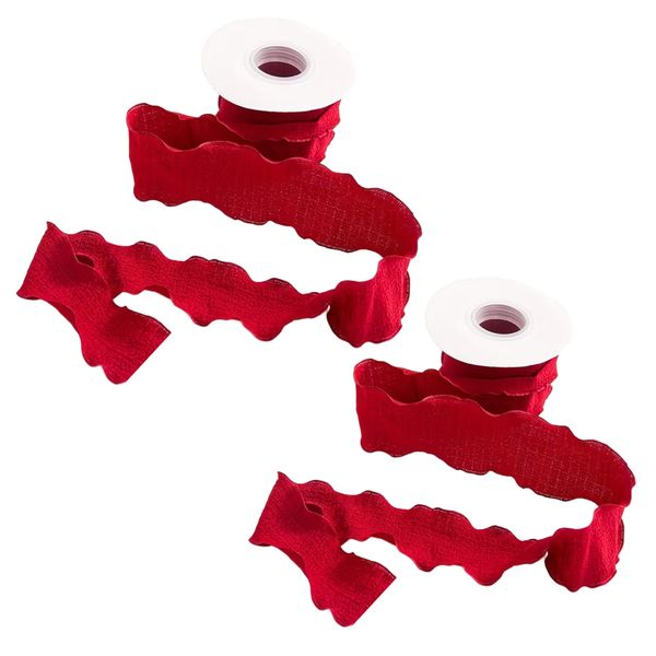 Craft Gift Wrapping Chiffon Ruffle Ribbon For DIY Projects 2pc (9m x 2.5cm)