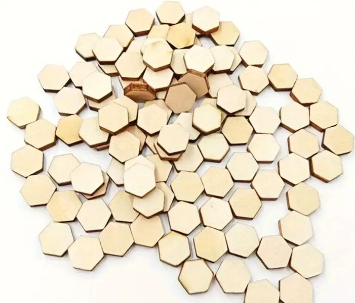 100pcs High-Quality Wooden Hexagon Confetti