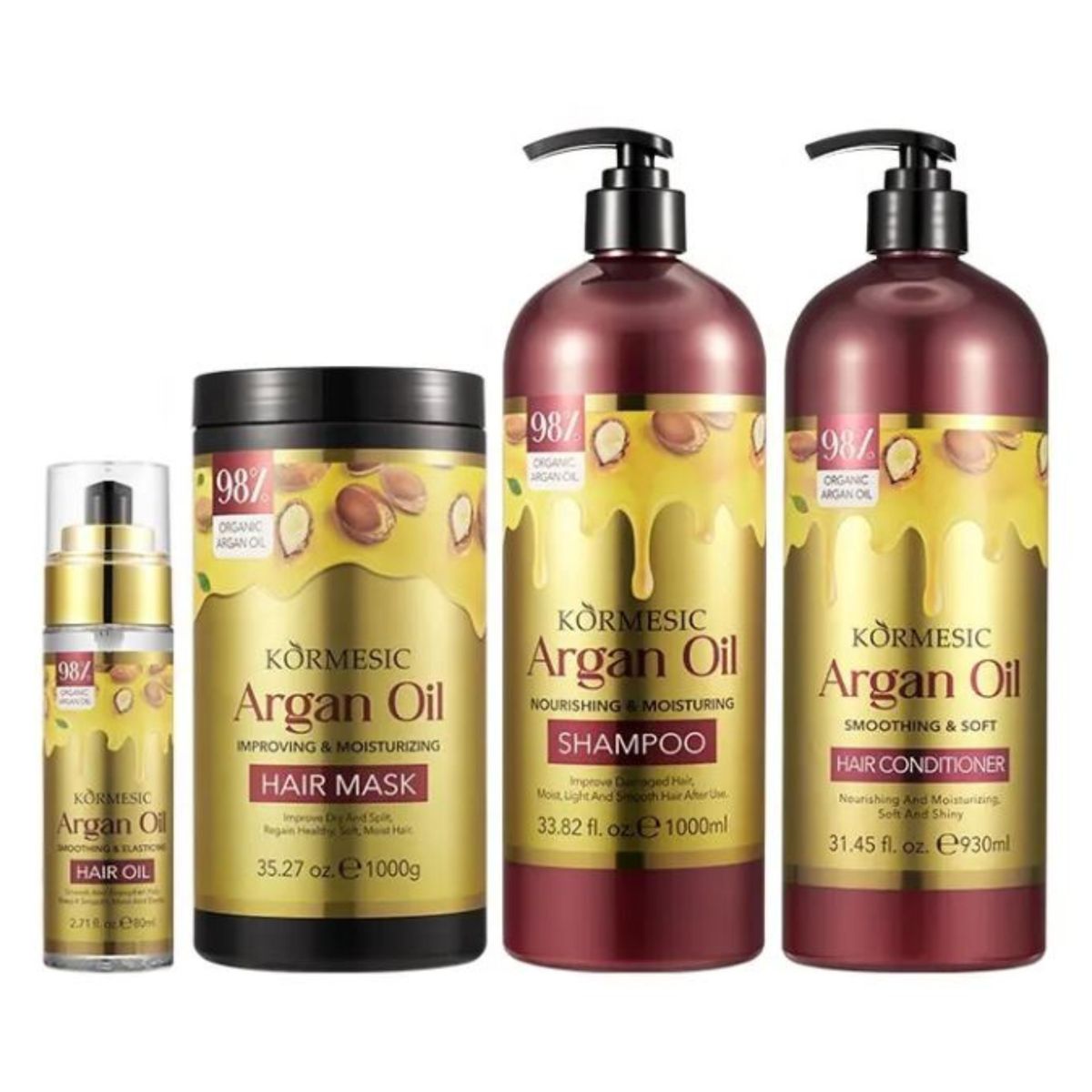 Kormesic Argan Oil Shampoo, Hair Conditioner, Hair Mask, Oil Combo