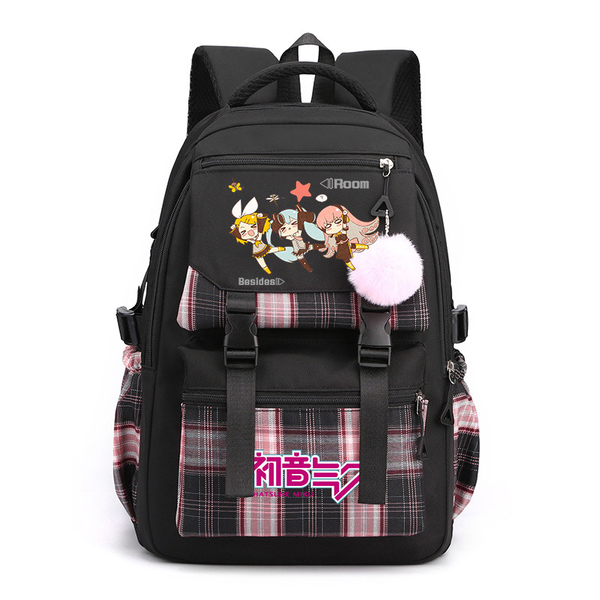 Schoolbag Cute Hatsune Miku Plaid fabric Student Backpack