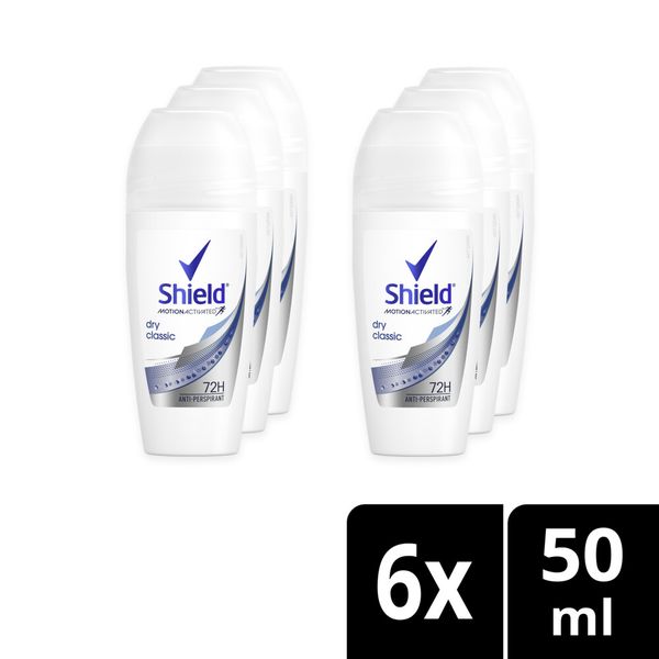 Shield Women Dry Classic Antiperspirant Roll-On Deodorant 6x50ml