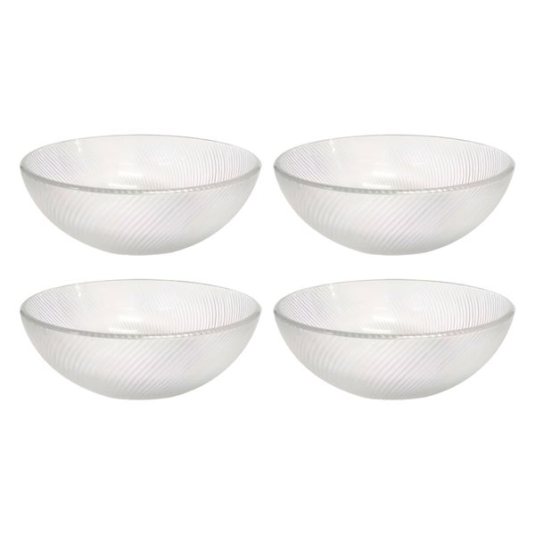 Premium Glass Bowl Set - 4 Piece Ribbed Ice Cream &amp; Dessert Bowls (300ml)