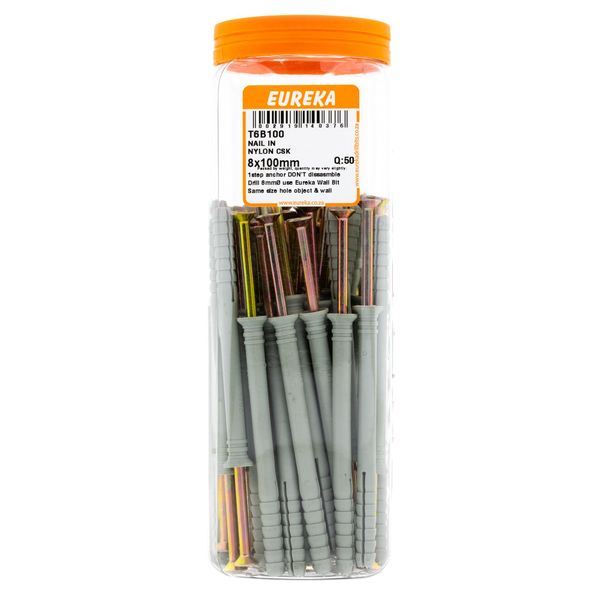 EUREKA Nail-In Anchor Nylon Countersunk 8 x 100mm Q:50 T6B100