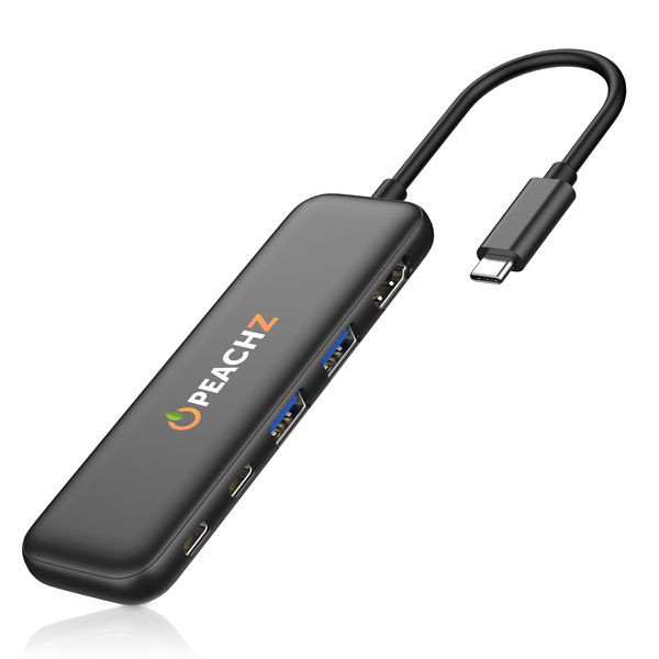 Peachz 5-in-1 USB-C Adapter Hub with 4K HDMI Splitter, 100W PD &amp; USB 3.0