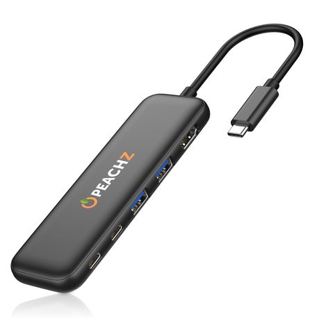 Peachz 5-in-1 USB-C Adapter Hub with 4K HDMI Splitter, 100W PD & USB 3.0 Image