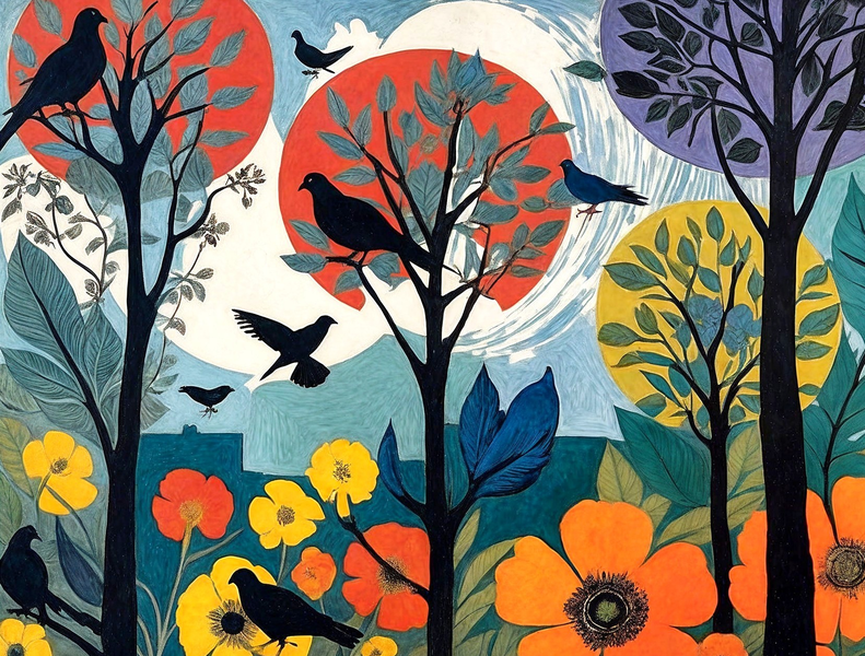 Modern Canvas Wall Art Home Decor - Evening Birds