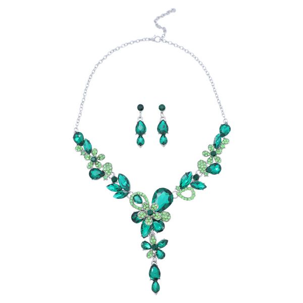 Crystal Flower Rhinestone Necklace And Earrings image