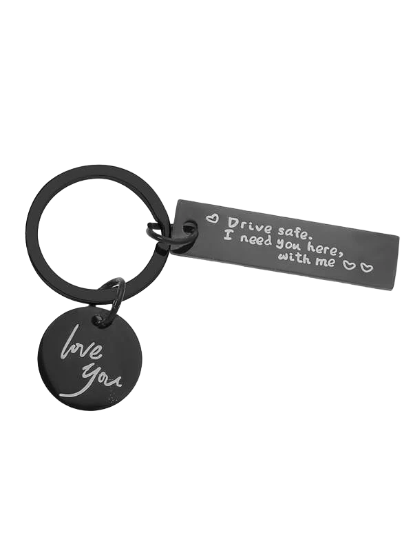 Man/Woman Couple's Gift I Love You Drive Safe Relationship Keyring