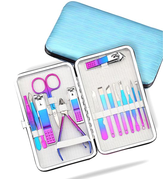 15 Pieces Nail Clipper, Rainbow Chameleon Manicure Nail Kits, Manicure Kit