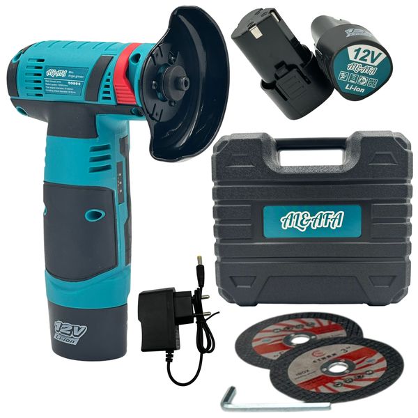 Al&amp;Afa Rechargeable 3" 12V Angle Grinder With 2 Discs, 2 Batteries &amp; Case