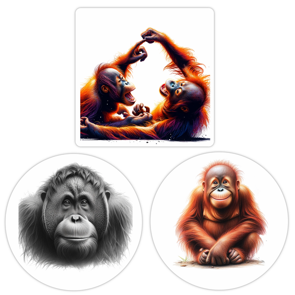 TrendSpire Orangutans Vinyl Stickers (Colour) - Set of 3