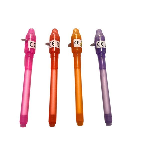 Set of 4 Invisible Ink Spy Pens With UV Light