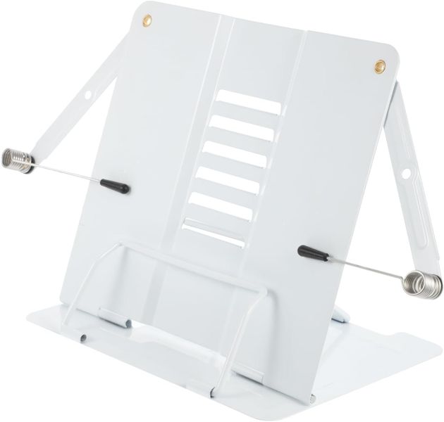 Adjustable White Iron Book Stand Desktop Reading Rack Spring-Loaded Book