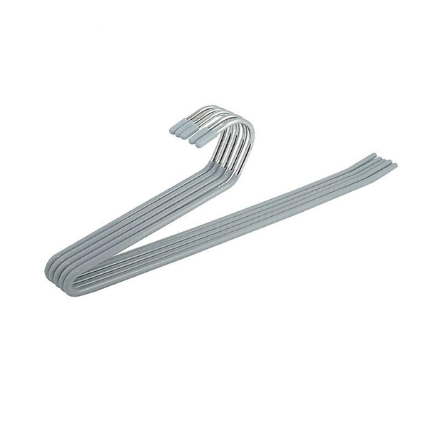 Non-slip Grey Rubber Coated Metal Trouser Hangers 5 Pieces