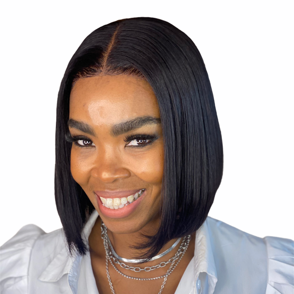 LolaSilk 10" Lace Frontal Straight Bob Wig - Brazilian Hair / Black