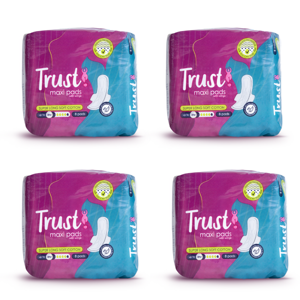 Trust Maxi Super Long Soft Cotton Sanitary Pads (4 packets x 8 pads)