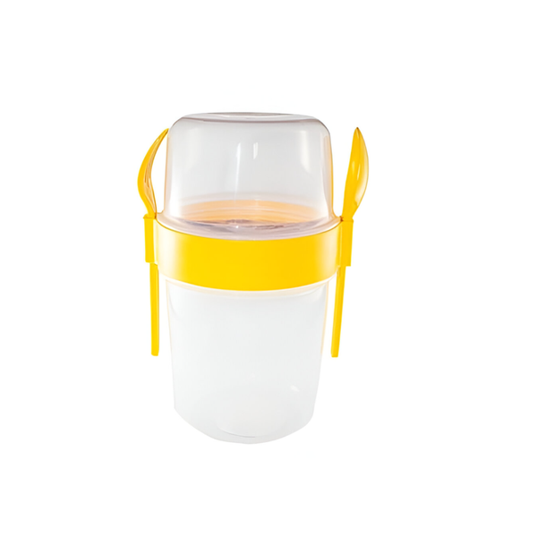 1100ml Portable Double Deck Breakfast Food Container With Fork And Spoon