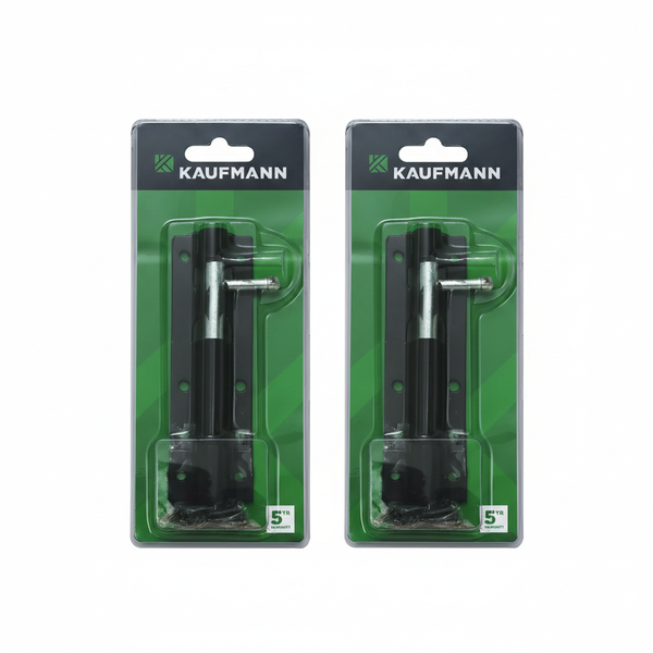 Kaufmann Barrel Bolt 100mm Black Security Latch for Doors and - 2 Pack