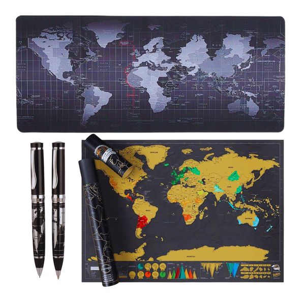 Travellers World Scratch Map, World Mouse Pad and Atlas Pen Set