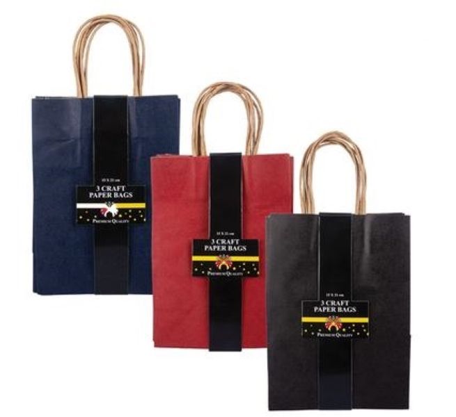 3x Craft Paper Gift Bag Packs