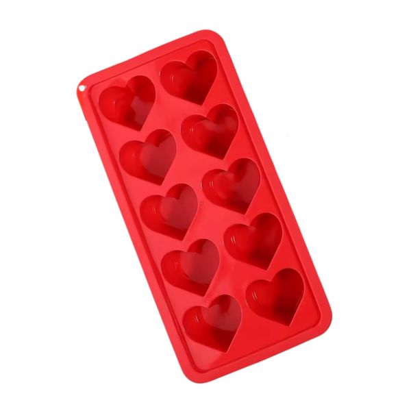 1 Piece - Multi-Purpose Easy Release 10 Cavity Heart Silicone Mold - Pink