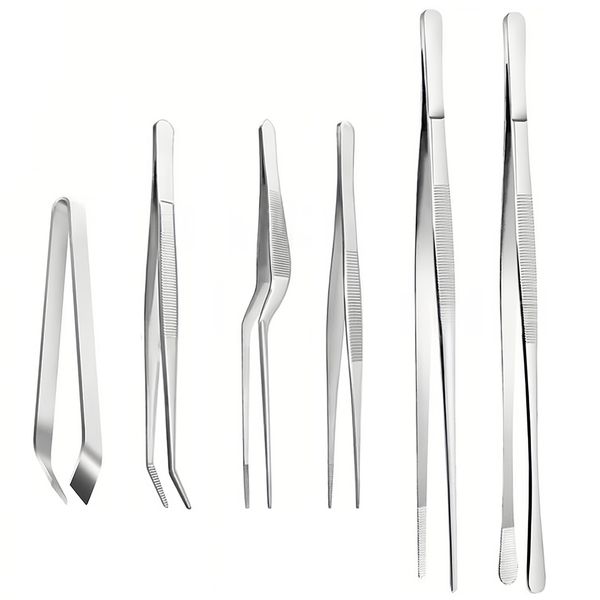 6 Piece Cooking Tweezer Tong, Stainless Steel Kitchen Tweezer Set, Chef Tweezers