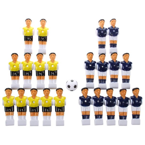 22 Pcs Foosball Man Player Part Yellow+Royal Blue with Ball 10.7Cm
