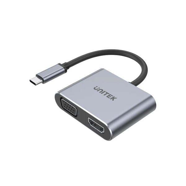 UNITEK 4K 60Hz USB-C to HDMI 2.0 and VGA Adapter with MST Dual Monitor