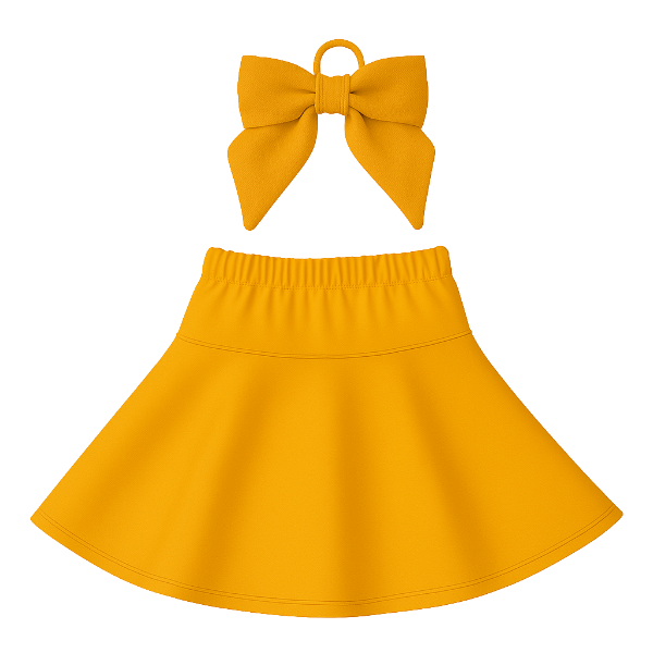 Kids-Skort &amp; Hairpiece-Mustard