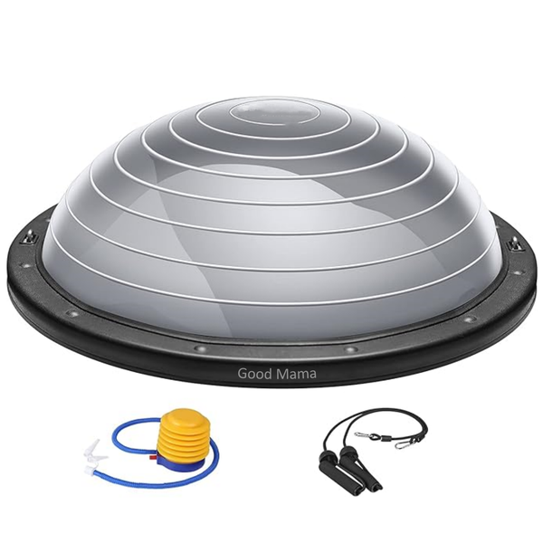 GoodMama 46cm Bosu Ball Yoga Balance Trainer with Resistance Bands &amp; Pump