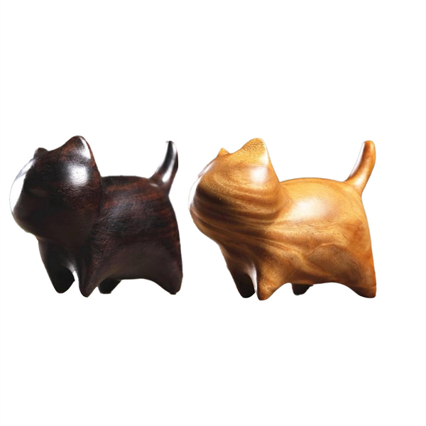 Wooden Cat Figurines Modern Style Decor Cute Statue Ornaments
