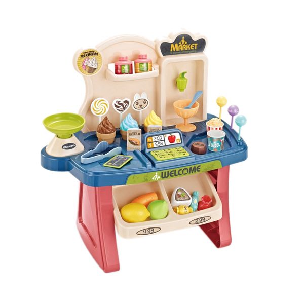 Kids Cashier Toys Supermarket Cash Pretend Play Simulation Cart Toys