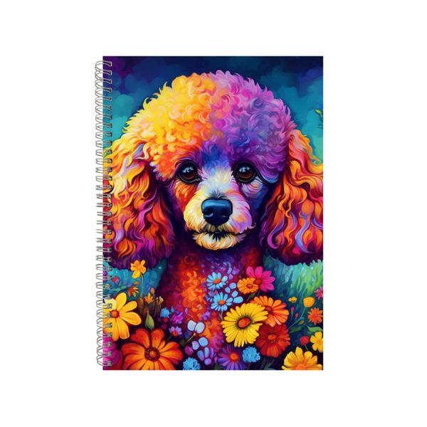 Yellow Daisies Around Poodle Neon Notebook Gift Idea A4 Notepad Pad 77