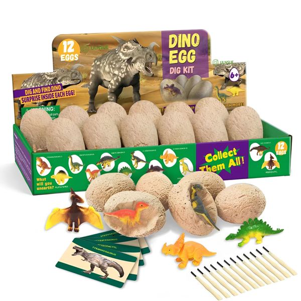 ULNSUE Dig a Dozen Dino Egg Kit for Kids - Dinosaur Toys Gift 3-12 Year Old