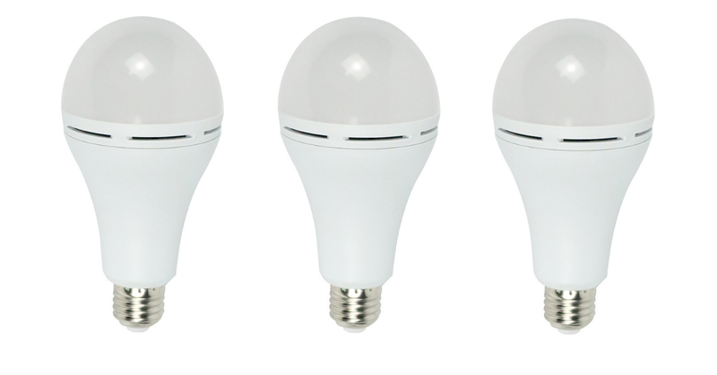 25W E27 - Screw Type Rechargeable Emergency LED Light Bulb - 3 Pack