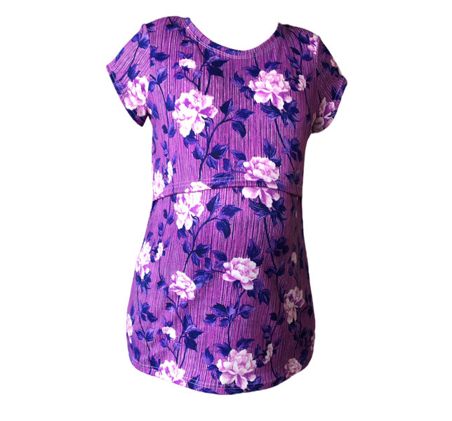 Maternity &amp; Breastfeeding Cap Sleeve Shirt - Burnt Orange Floral