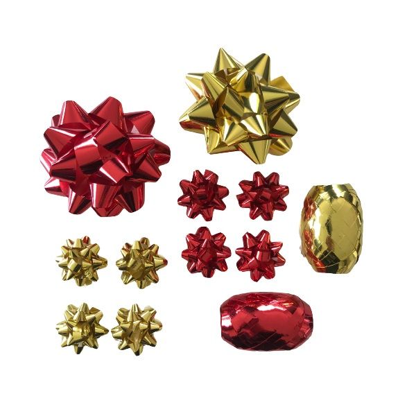 Christmas &amp; Special Occasion Ribbons &amp; Bows Gift Wrap Set (Gold &amp; Silver)