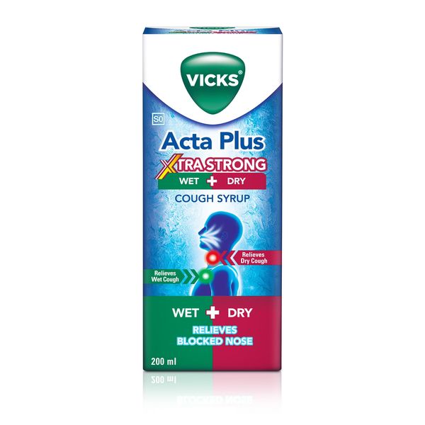 Vicks Acta Plus Xtra Strong Wet + Dry Cough Syrup 200ml