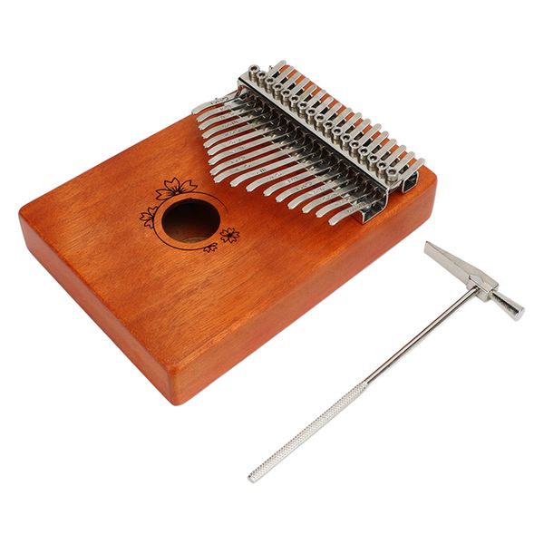 17 Key Thumb Piano Floral Mahogany Easy Play