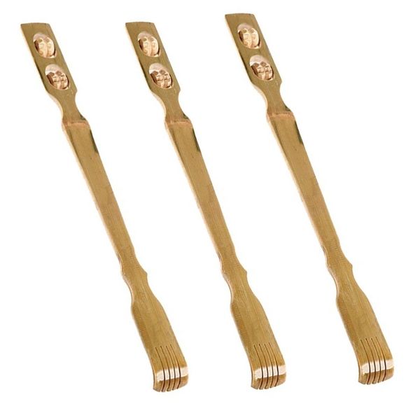 Bamboo Back Scratcher With Massage Wheel (Set of 3)