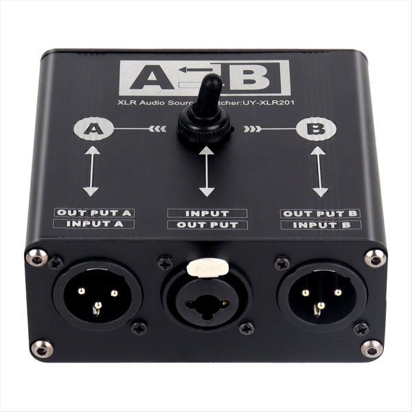 2 in 1 Out or 1 in 2 Out XLR Balanced Audio Source Switcher Manual Selector