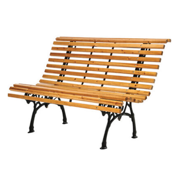 2-Seater Outdoor Wooden Garden Bench - 117cm Wide with Metal Frame